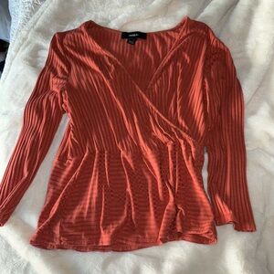 Orange Cross top V neck